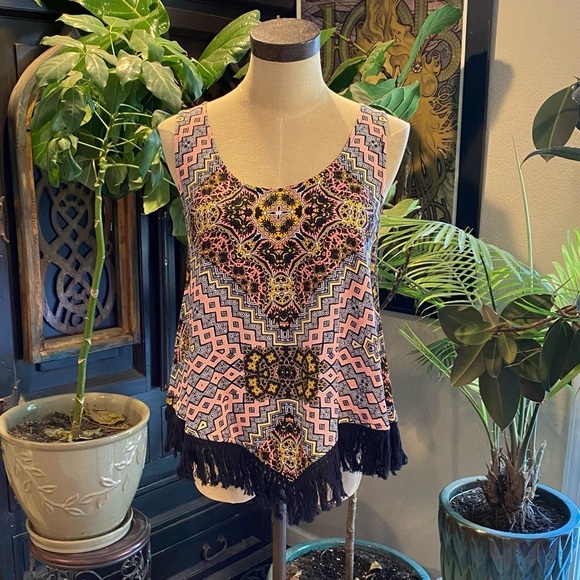 Revolve Aztec print fringed tank top - Picture 1 of 11